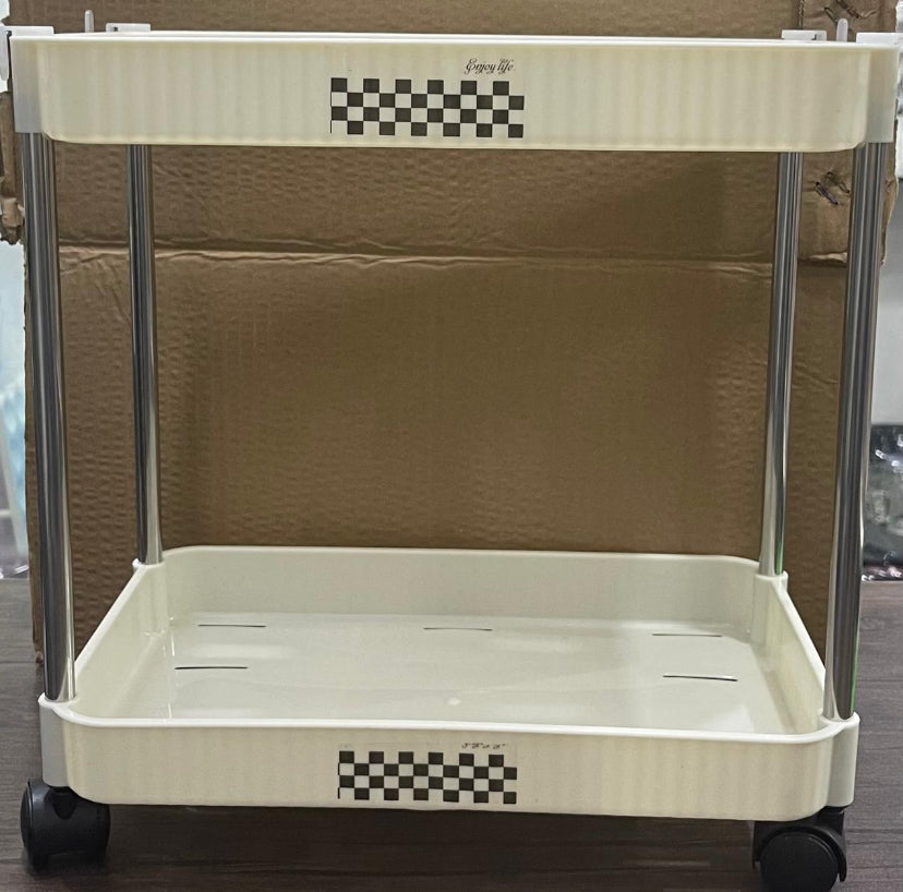 Multifunctional Two Tier Rolling Cart With Wheels, Kitchen Trolley Storage Rack, Movable Bathroom Utility Cart Multifunctional Two Tier Rolling Cart With Wheels, Kitchen Trolley Storage Rack, Movable Bathroom Utility Cart